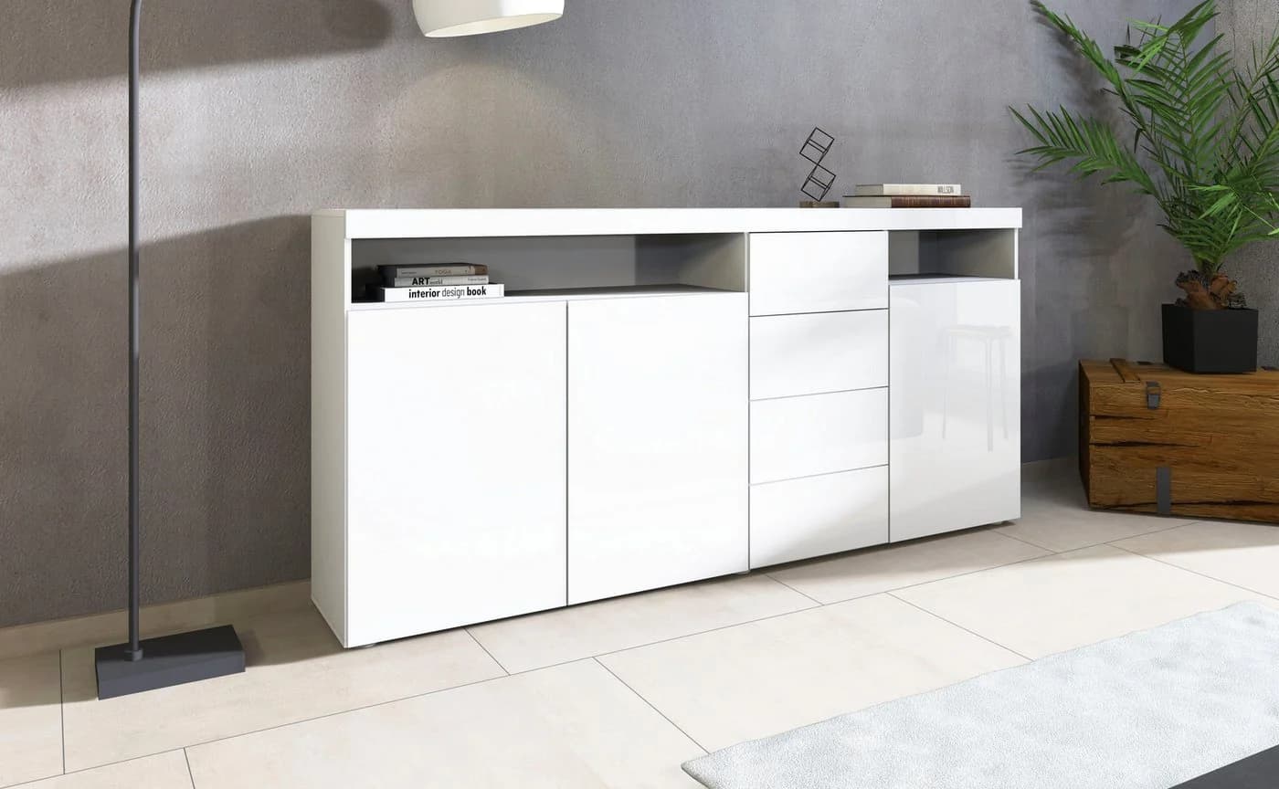 BORCHARDT MÖBEL Highboard Kapstadt Weiß Glänzend Push-to-open - Bild 5