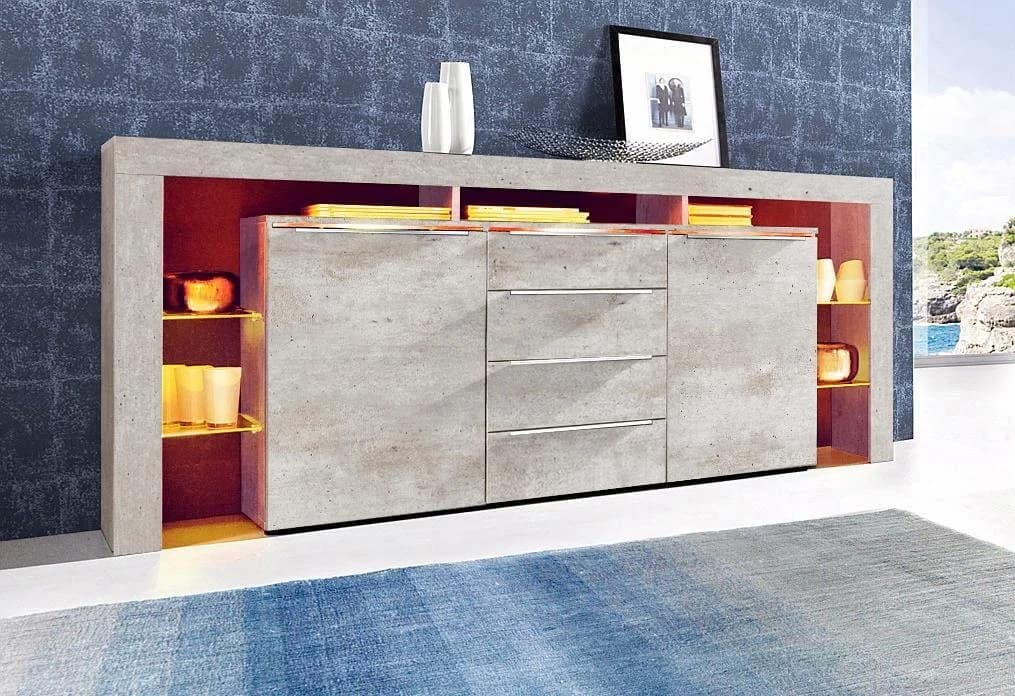 BORCHARDT MÖBEL Sideboard Lima Grau Beton-Optik mit Metallgriffen - Bild 2