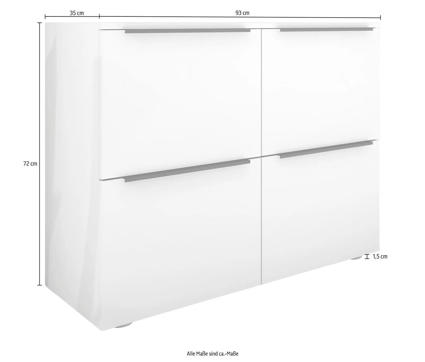 borchardt Möbel Aktenschrank Tom Weiß Hochglanz 4 Türen - Bild 4