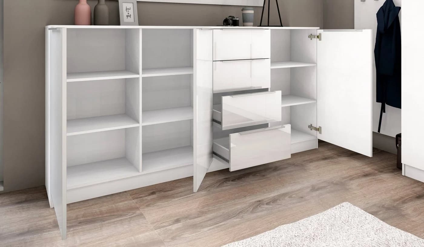 Borchardt Möbel Highboard Oliva Weiß Hochglanz Sideboard - Bild 3