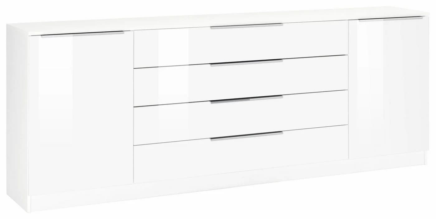 Borchardt Möbel Kommode Oliva Weiß Matt/Hochglanz mit 4 Schubkästen