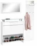 Garderoben-Set Oliva 3-tlg. Weiß Hochglanz mit Schuhschrank Bild 2