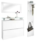 Garderoben-Set Rena mit Schuhschrank, Paneel und Spiegel weiß Bild 2