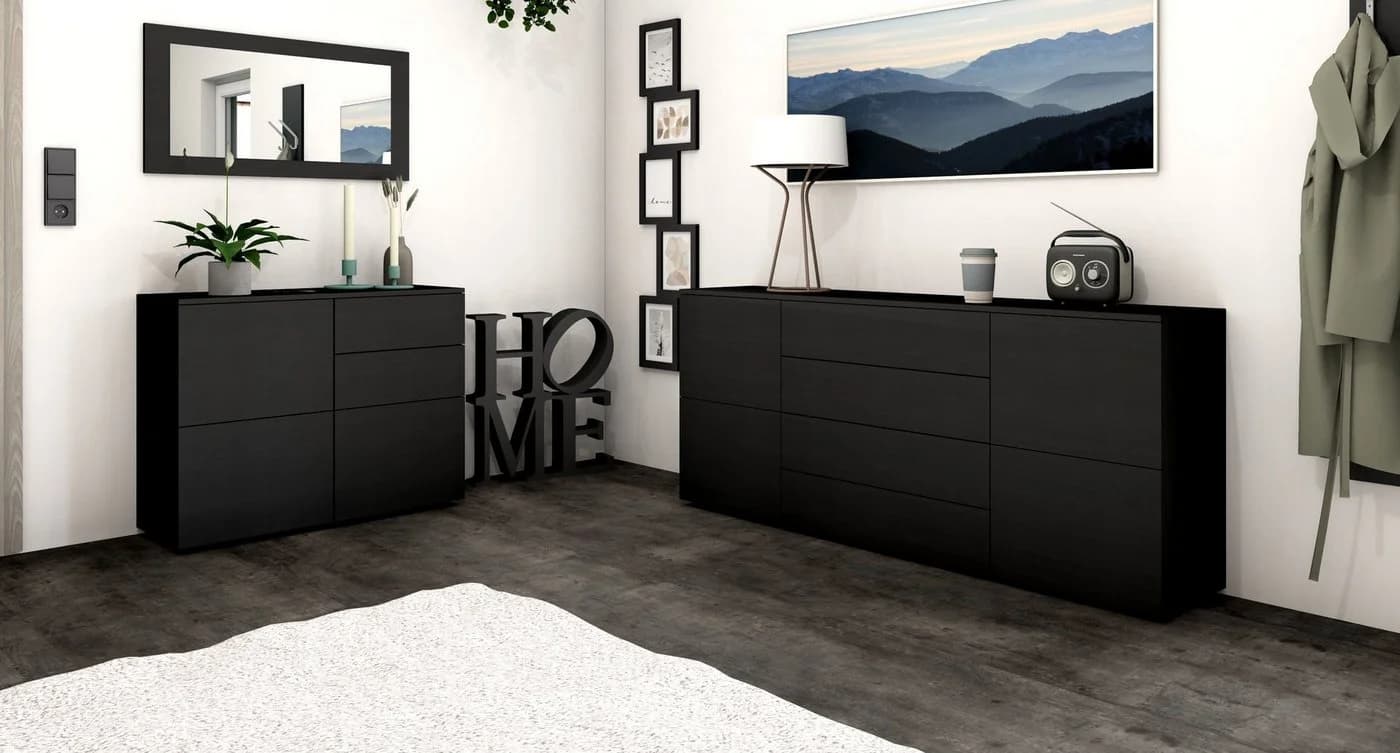 Borchardt Möbel Sideboard Rova Schwarz Matt 166 cm - Bild 4