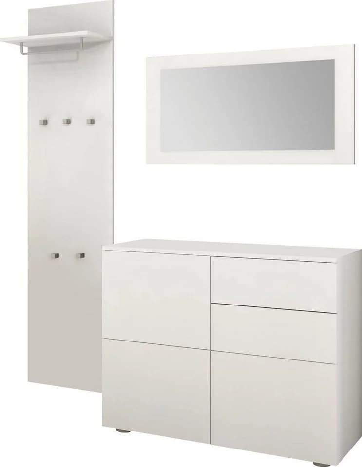 Garderoben-Set Rova weiß matt mit Spiegel und Kommode - Bild 2