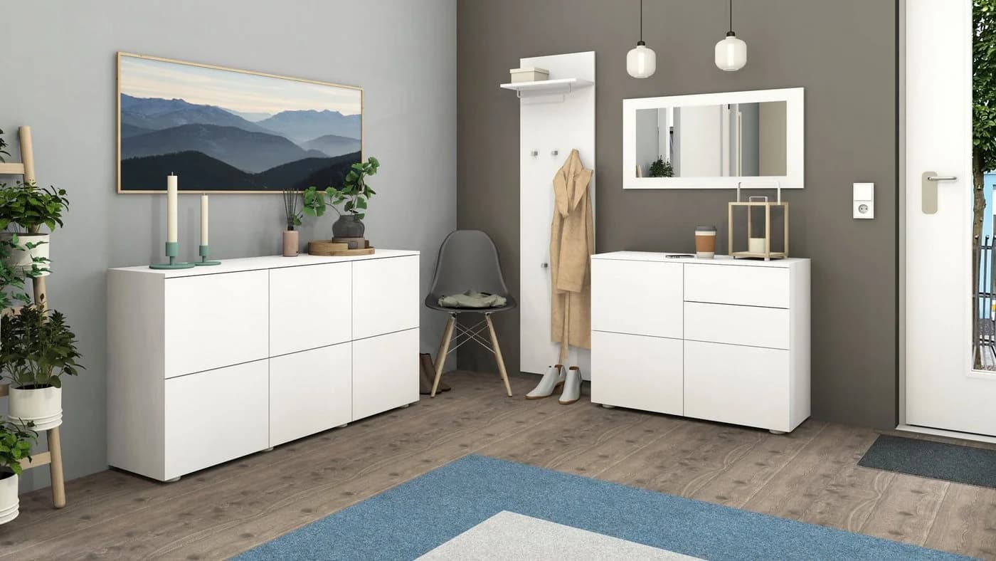 Garderoben-Set Rova weiß matt mit Spiegel und Kommode - Bild 5