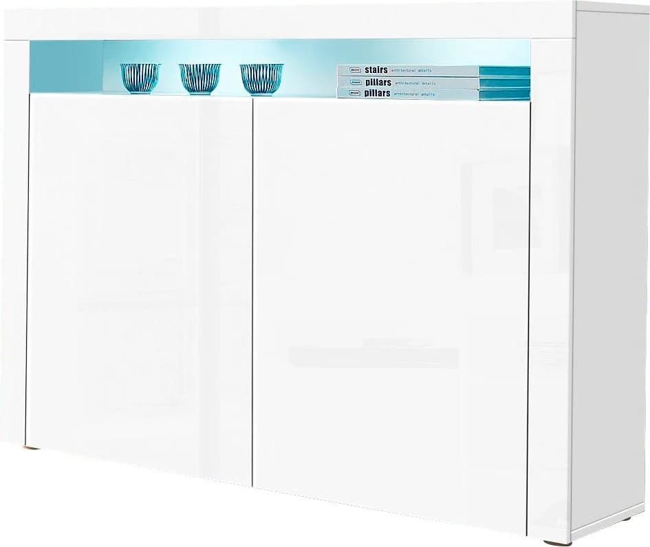 BORCHARDT MÖBEL Highboard Santa Fe Weiß Hochglanz Push-to-Open