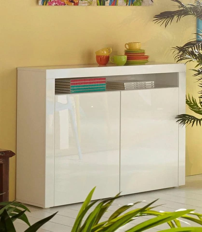 BORCHARDT MÖBEL Highboard Santa Fe Weiß Hochglanz Push-to-Open - Bild 2