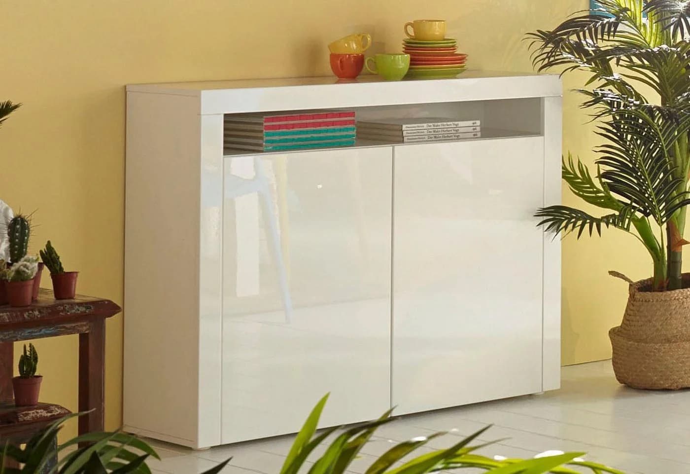 BORCHARDT MÖBEL Highboard Santa Fe Weiß Hochglanz Push-to-Open - Bild 3