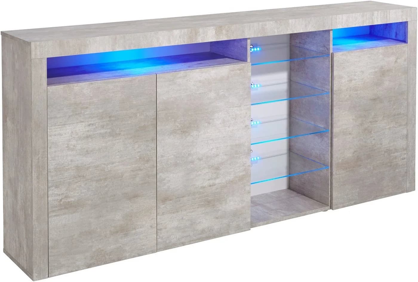BORCHARDT MÖBEL Highboard Santa Fe Grau Beton-Optik Push-to-Open