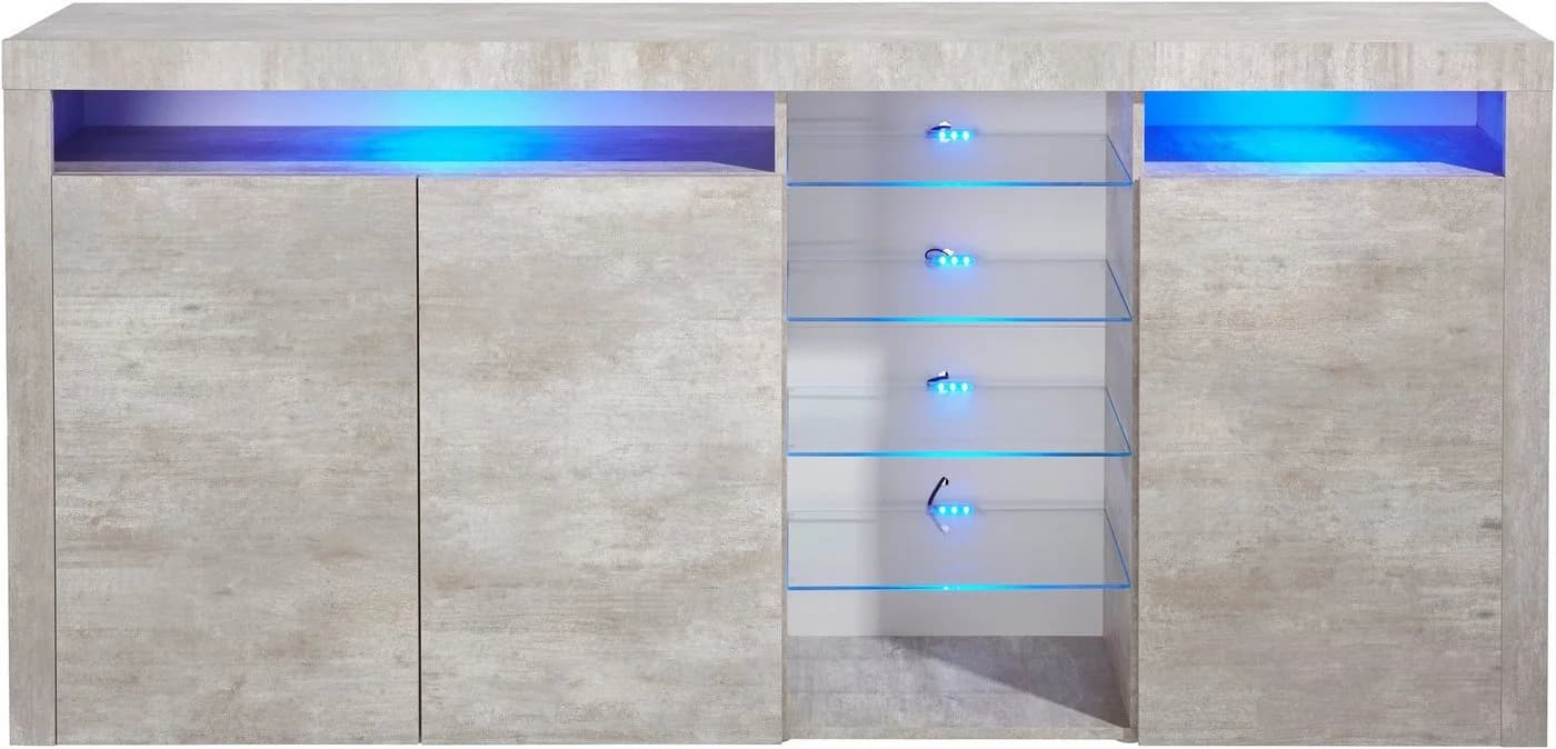 BORCHARDT MÖBEL Highboard Santa Fe Grau Beton-Optik Push-to-Open - Bild 4