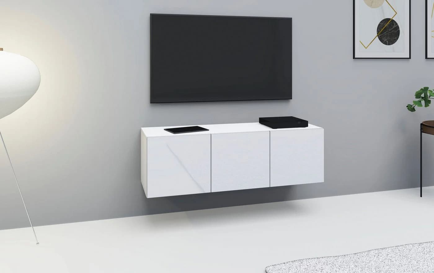 borchardt Möbel Lowboard Vaasa Hängeschrank 3 Türen Weiß Matt/Hochglanz