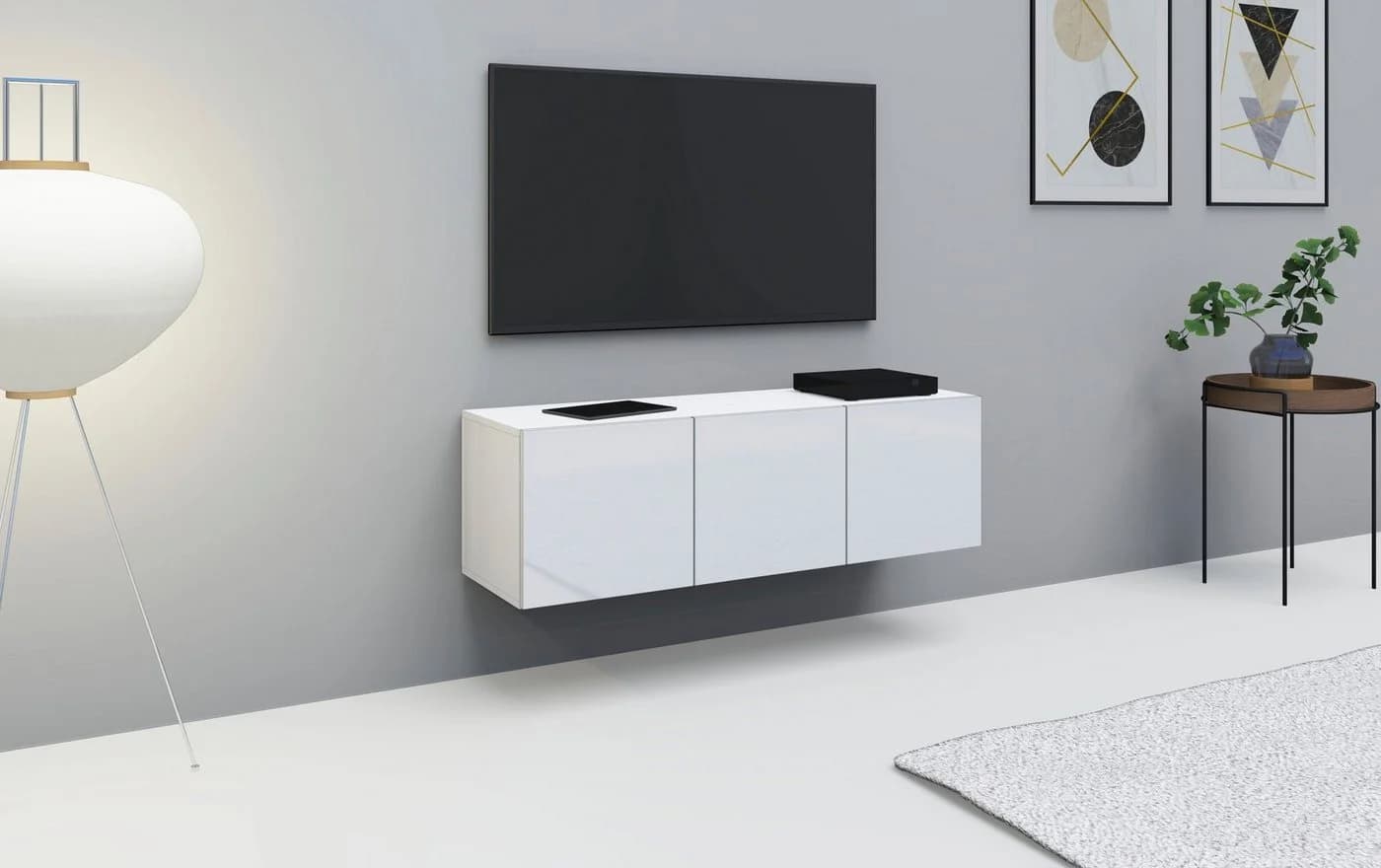 borchardt Möbel Lowboard Vaasa Hängeschrank 3 Türen Weiß Matt/Hochglanz - Bild 5