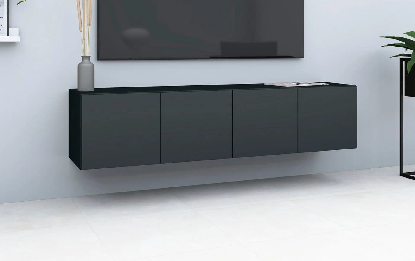 borchardt Möbel Lowboard Vaasa Schwarz Matt Hängeschrank 4 Türen - Bild 4