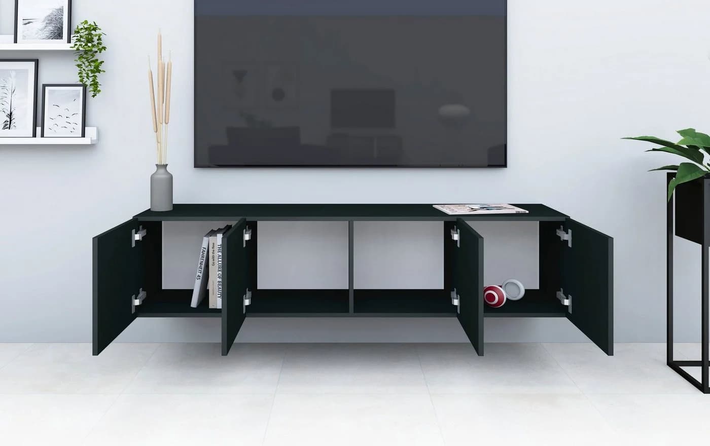 borchardt Möbel Lowboard Vaasa Schwarz Matt Hängeschrank 4 Türen - Bild 5