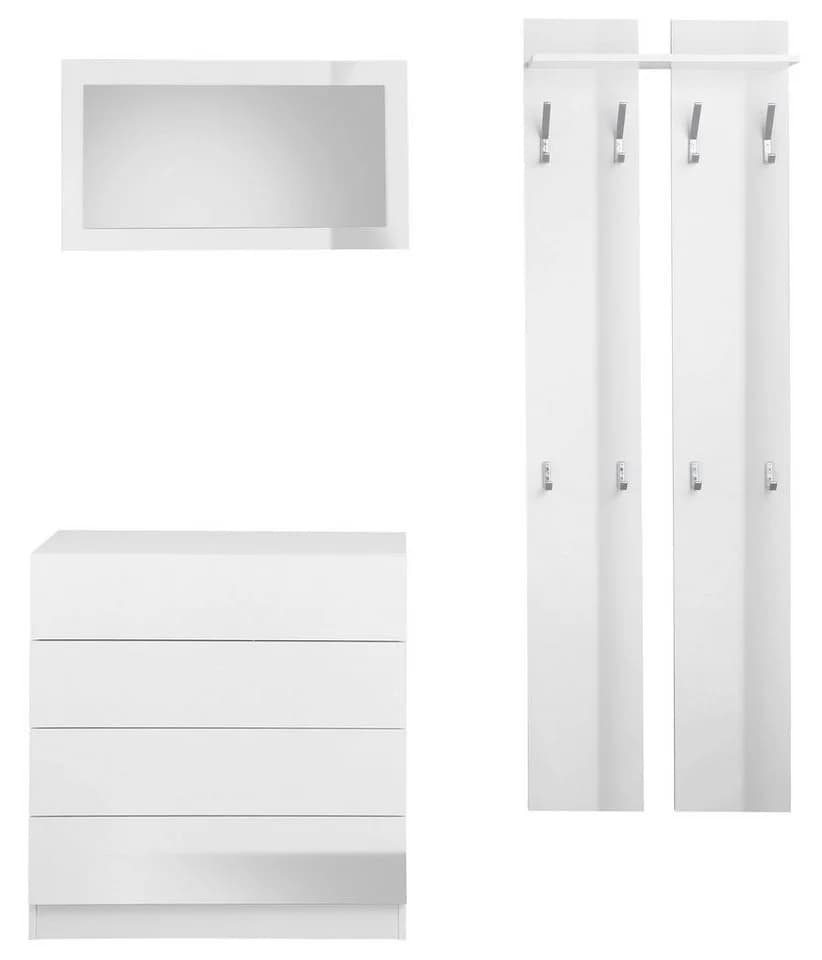 Borchardt Möbel Vaasa 3 Garderoben-Set Weiß Hochglanz Push-to-Open - Bild 3