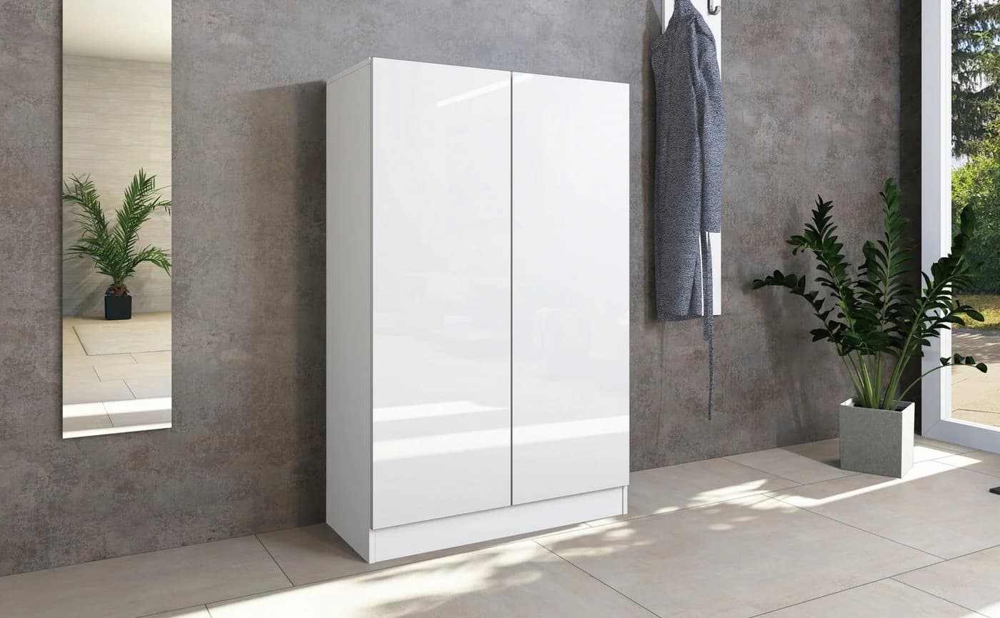 Borchardt Möbel Schuhschrank Vaasa Weiß Hochglanz Push-to-Open
