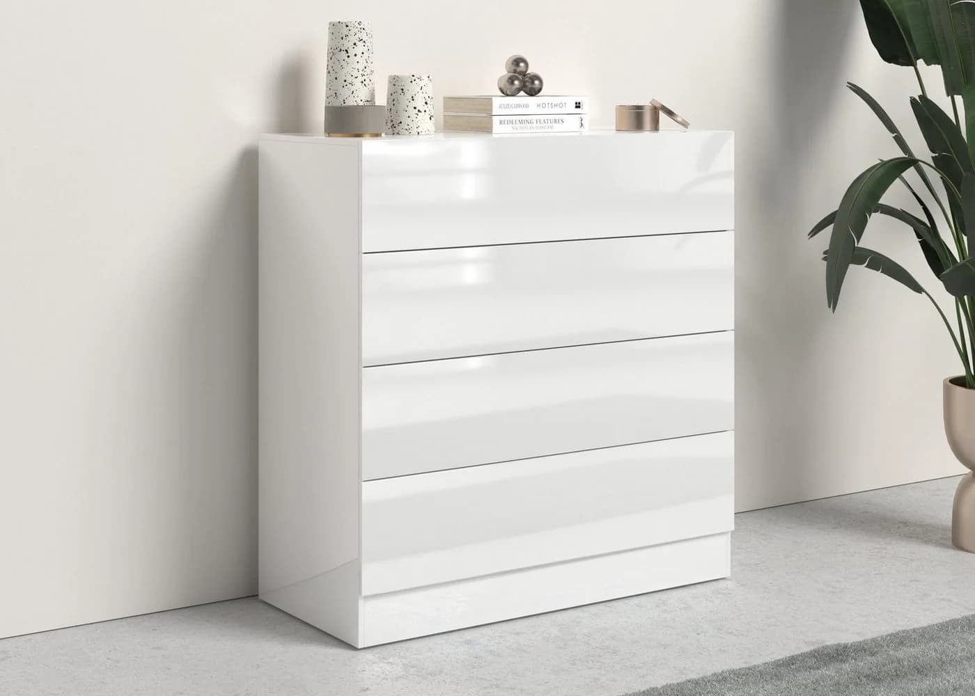 Borchardt Möbel Kommode Vaasa 4 Schubkästen Weiß Hochglanz - Bild 2