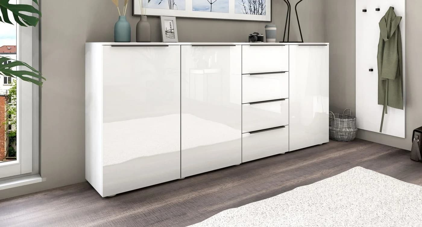 Highboard BORCHARDT MÖBEL Tom Weiß Hochglanz 200 cm - Bild 3