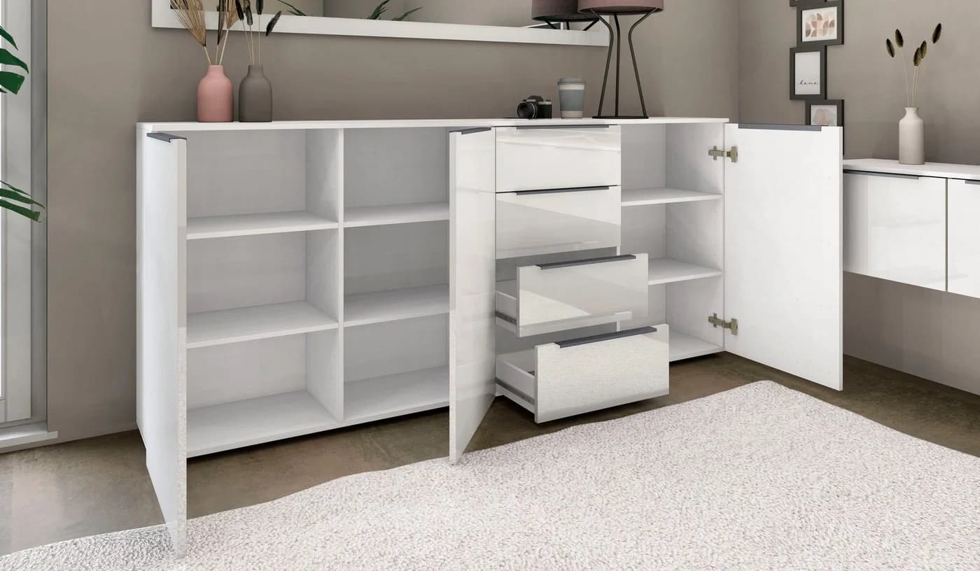 Highboard BORCHARDT MÖBEL Tom Weiß Hochglanz 200 cm - Bild 4