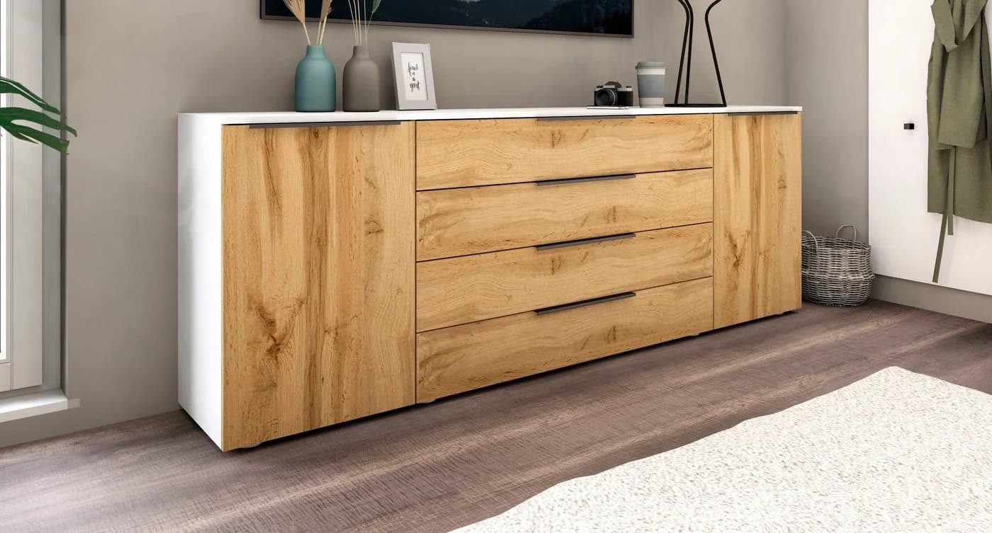 BORCHARDT MÖBEL Sideboard Tom 200cm mit Metallgriffen