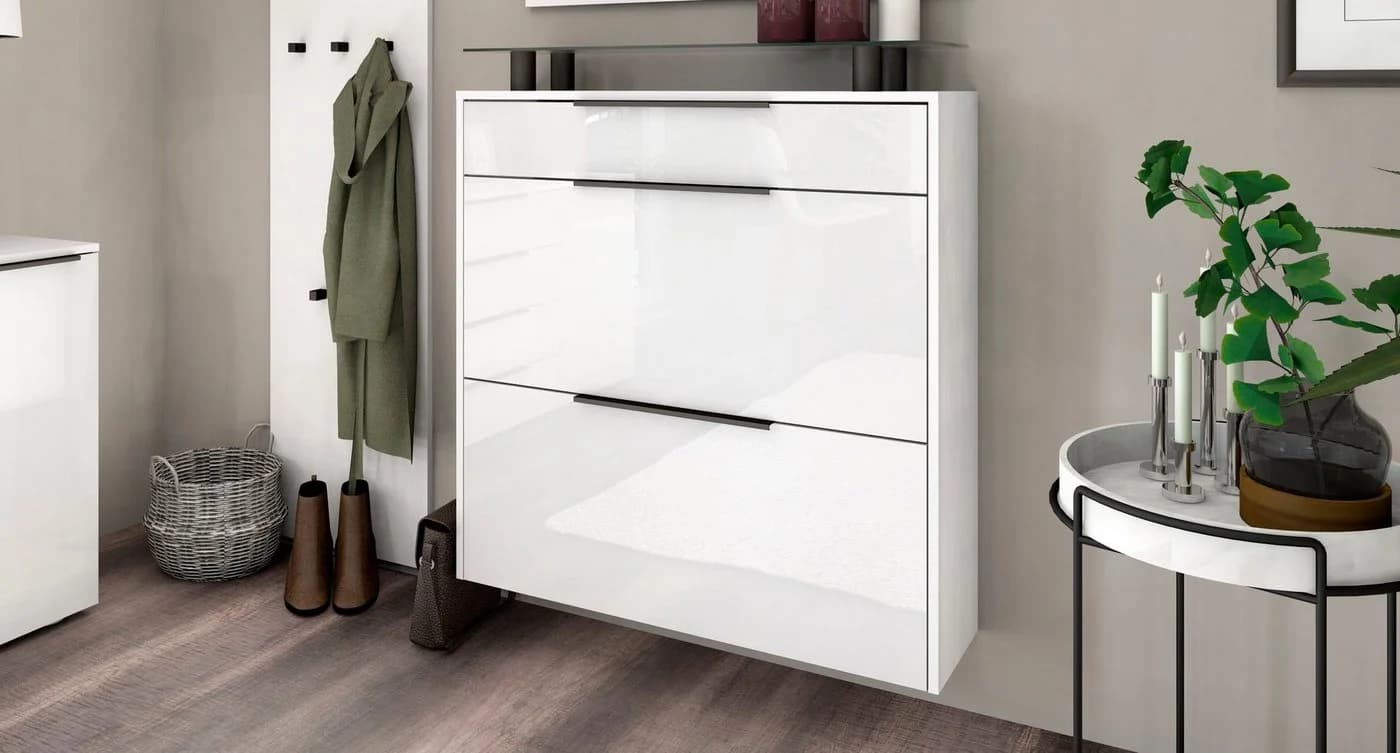 Borchardt Möbel Schuhschrank Tom Hängeschrank Weiß Hochglanz - Bild 2