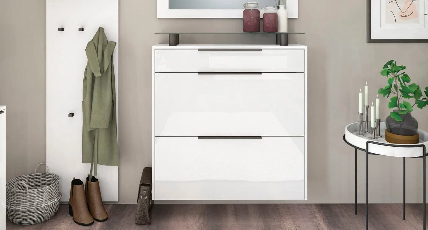Borchardt Möbel Schuhschrank Tom Hängeschrank Weiß Hochglanz - Bild 3