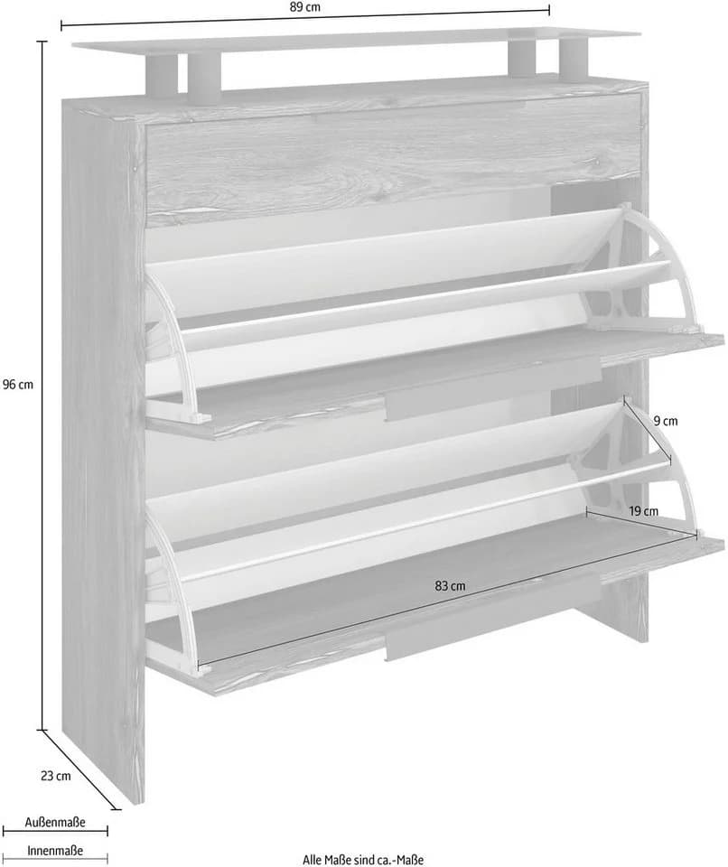 Borchardt Möbel Schuhschrank Tom Hängeschrank Weiß Hochglanz - Bild 5