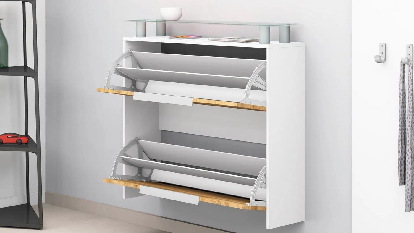 Borchardt Möbel Schuhschrank Rena Weiß Matt Eichefarben Wotan - Bild 4