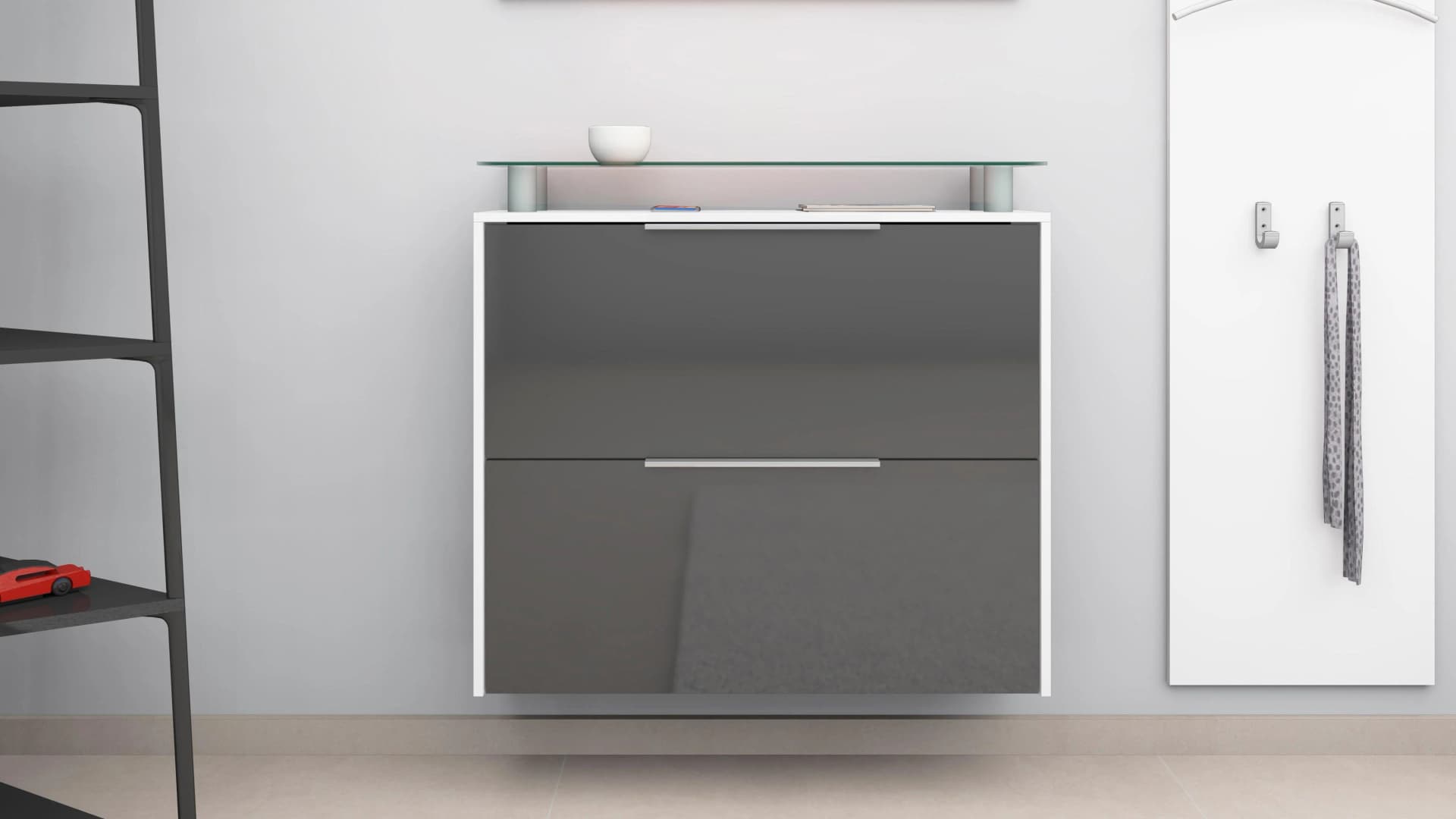 Borchardt Möbel Schuhschrank Rena Grau/Weiss Wandmontage