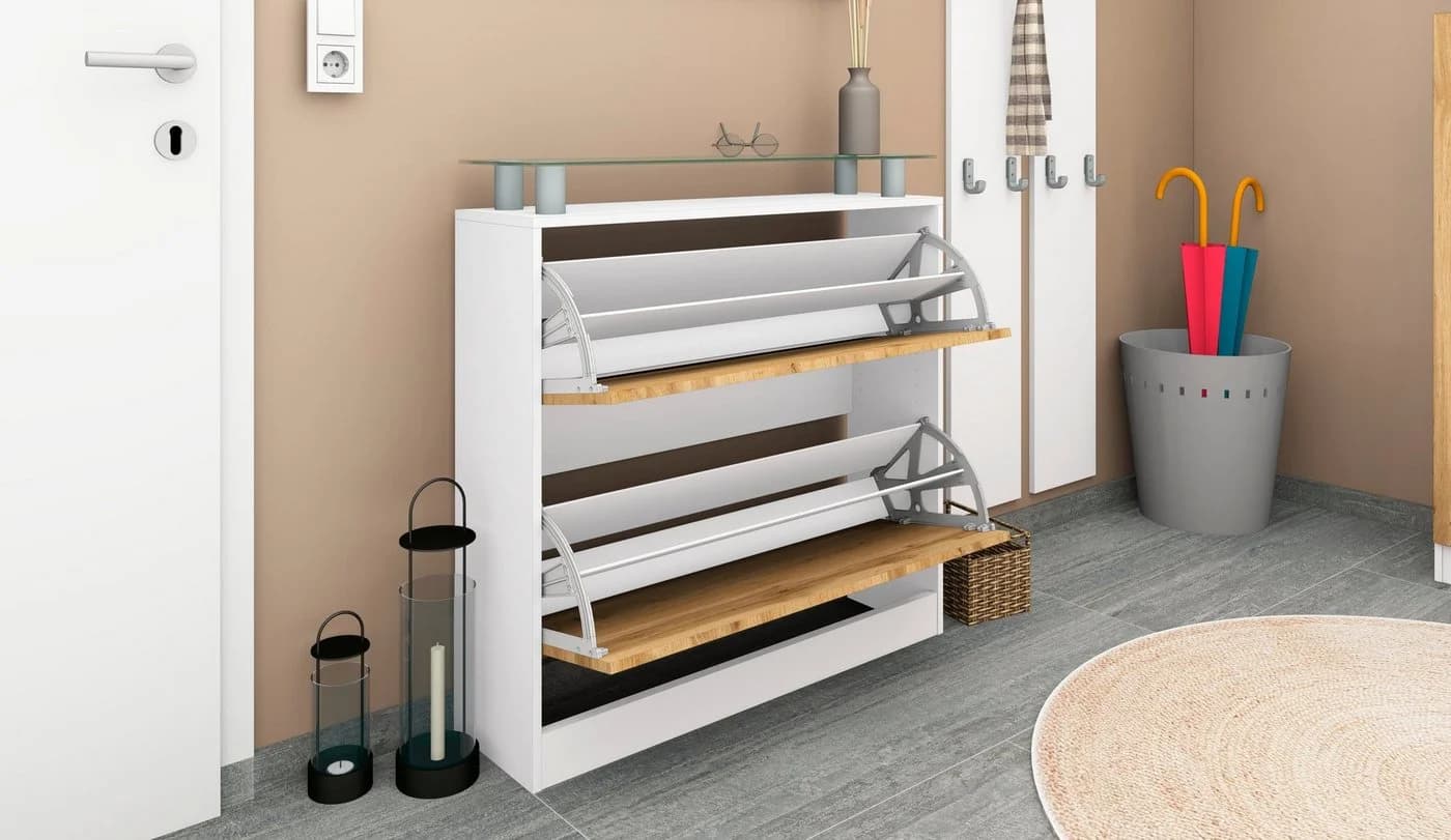 Borchardt Möbel Schuhschrank Finn Weiß Matt Eichefarben Wotan - Bild 3
