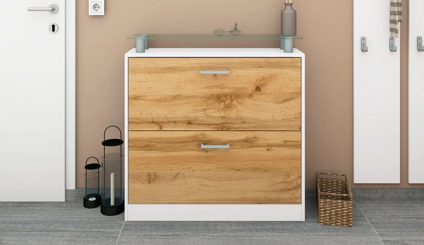 Borchardt Möbel Schuhschrank Finn Weiß Matt Eichefarben Wotan - Bild 4