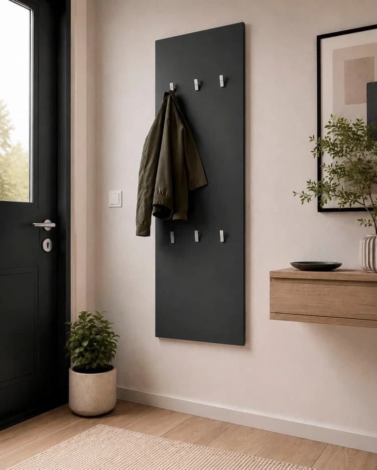 borchardt Möbel Garderobenpaneel Vaasa Schwarz mit 6 Metallhaken - Bild 4