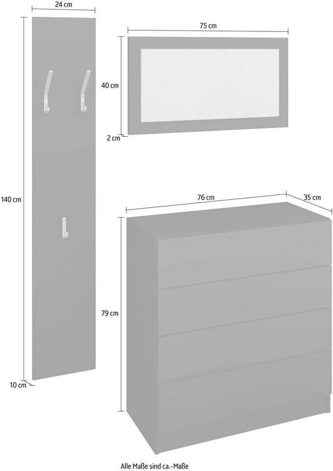 Garderoben-Set Vaasa 3 von Borchardt Möbel Schwarz Push-to-Open - Bild 4