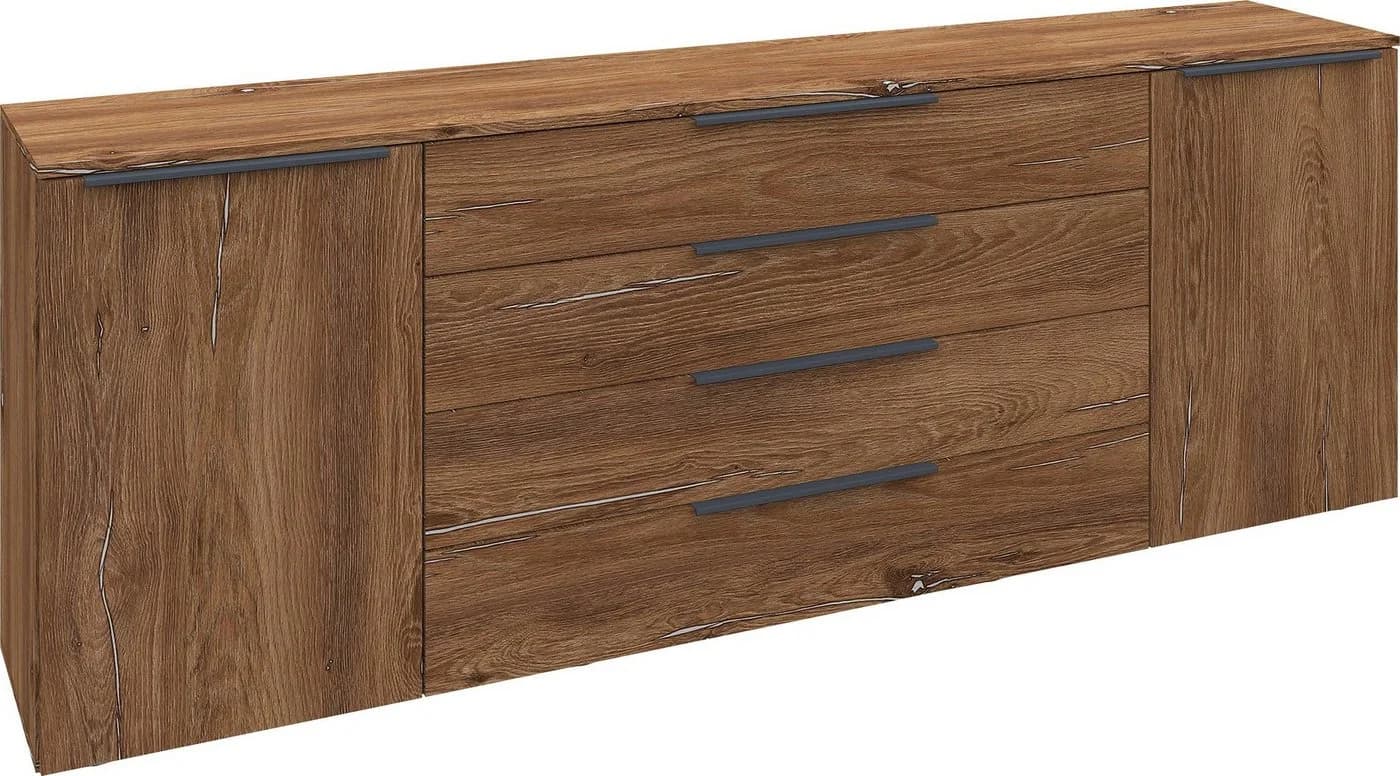 BORCHARDT MÖBEL Sideboard Tom 200cm Eiche Vintage Metallgriffe