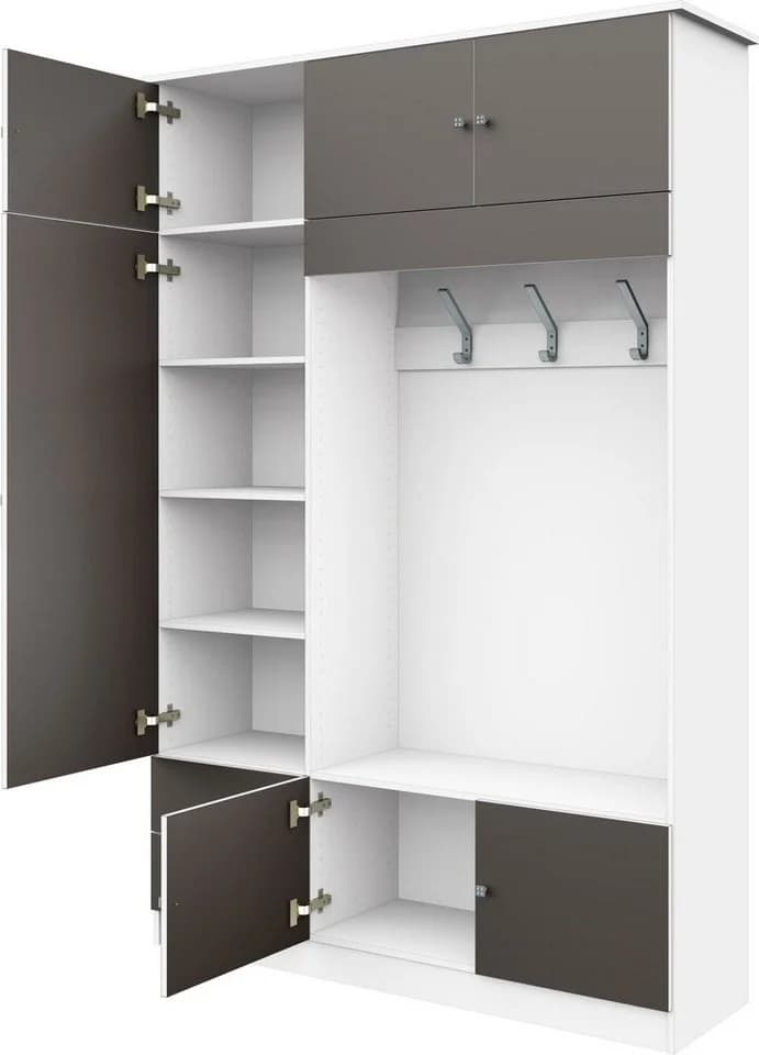 Borchardt Möbel Garderobenschrank Kompakta Weiß Graphit Hochglanz - Bild 4