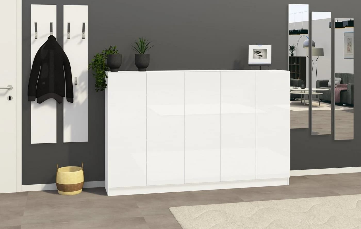Borchardt Möbel Schuhschrank Vaasa 5-türig Weiß Hochglanz - Bild 5
