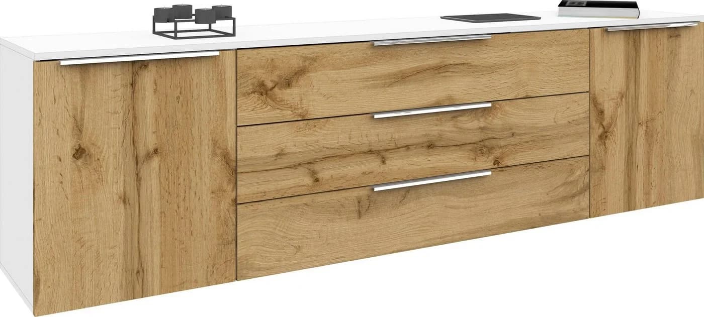 BORCHARDT MÖBEL Sideboard Oliva Weiß/Wotan Eiche 200cm - Bild 2