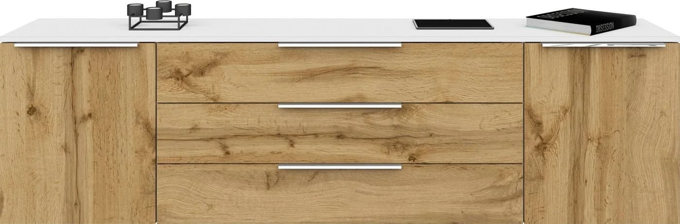 BORCHARDT MÖBEL Sideboard Oliva Weiß/Wotan Eiche 200cm - Bild 3