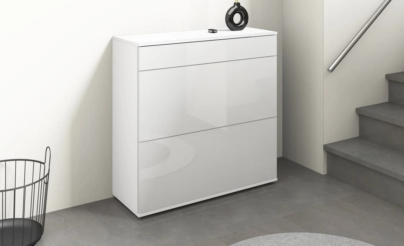 Borchardt Möbel Schuhschrank Torben Weiß Hochglanz Push-To-Open - Bild 3