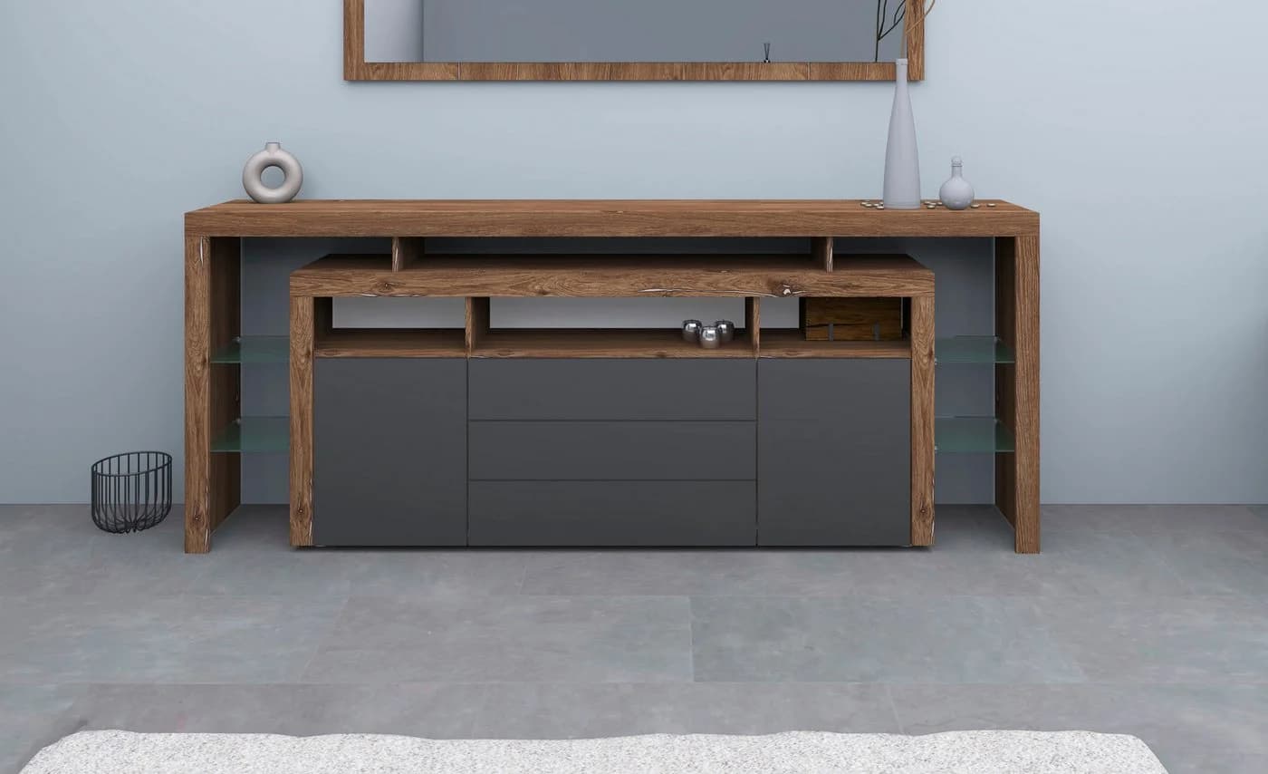 Borchardt Möbel Sideboard Rosario Grau Vintage Design