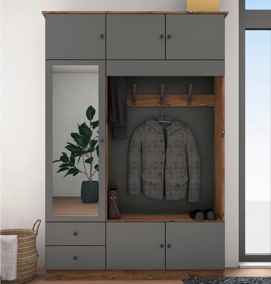Garderobenschrank Borchardt Möbel Kompakta Grau Vintage Eiche