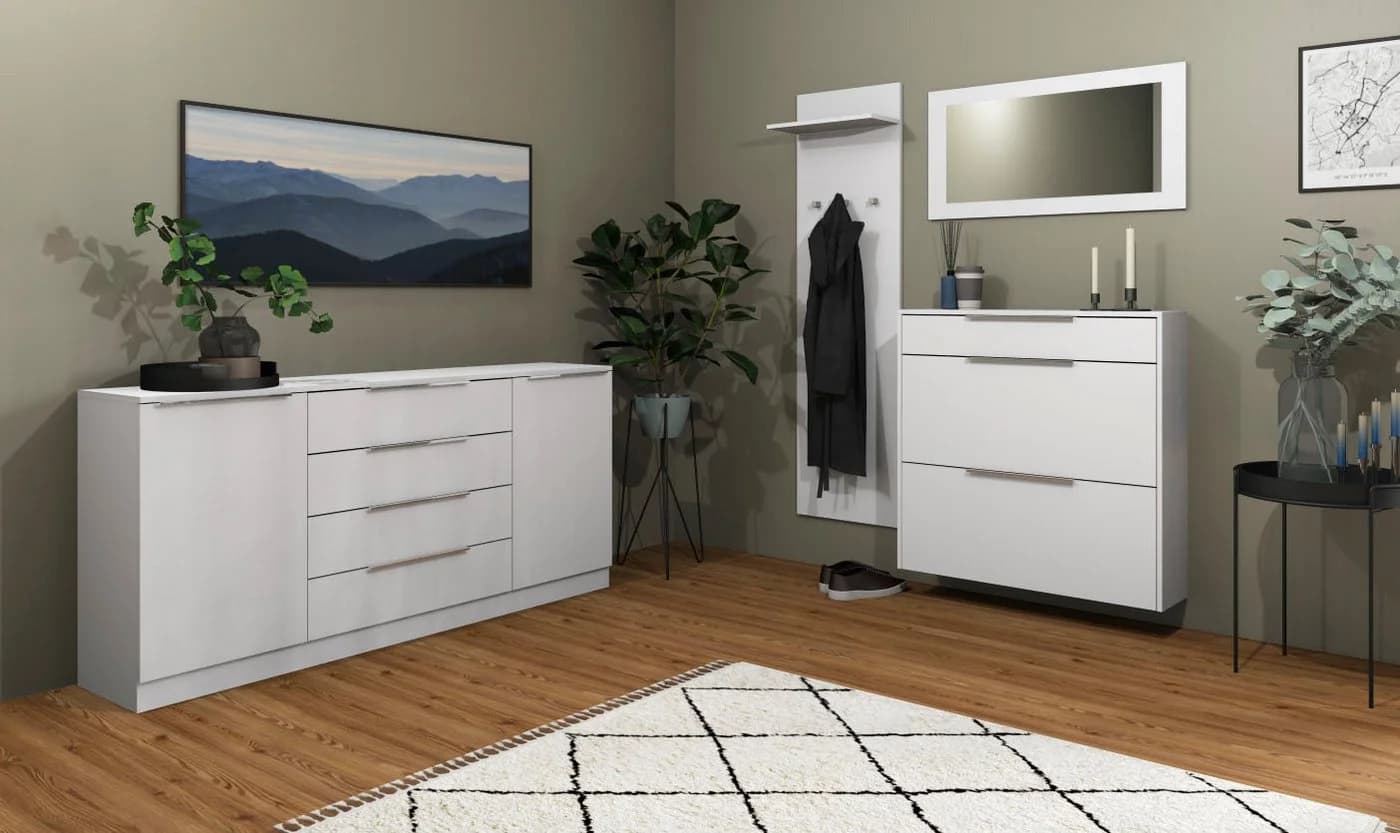 Modernes Garderoben-Set aus Spanplatte und Aluminium - Bild 5