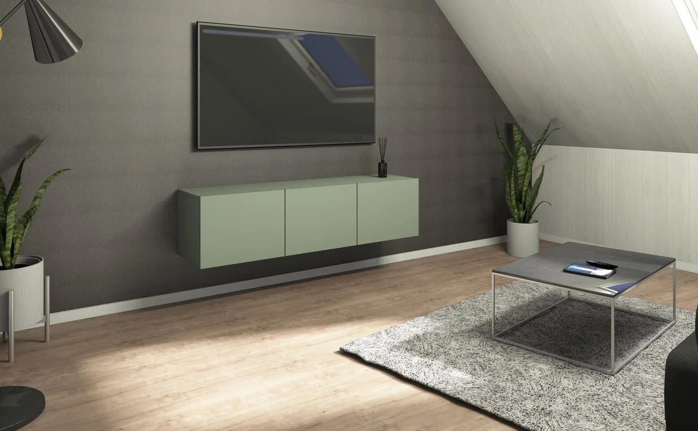 borchardt Möbel Lowboard Sophia TV-Schrank 3 Türen Salbei Modern