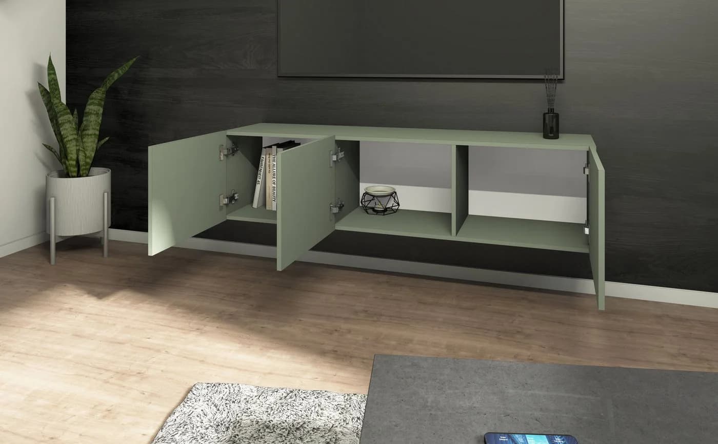 borchardt Möbel Lowboard Sophia TV-Schrank 3 Türen Salbei Modern - Bild 3