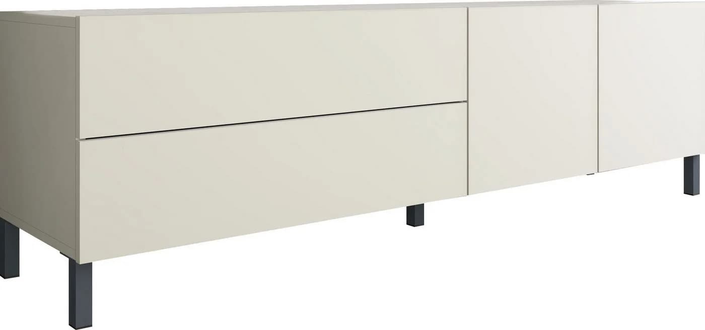 borchardt Möbel Lowboard Sophia TV-Schrank Beige Metallfüße