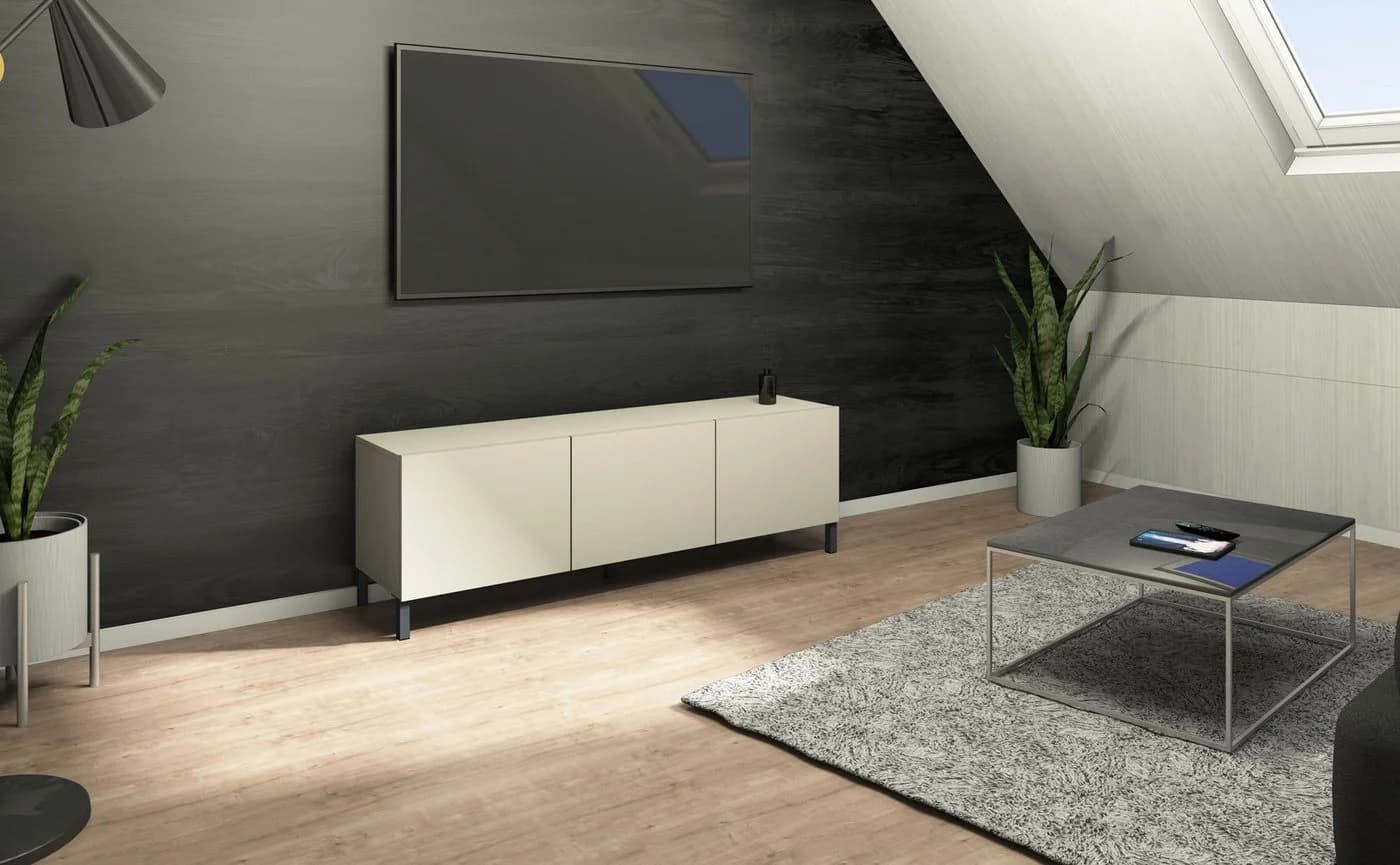 borchardt Möbel Lowboard Sophia TV-Schrank Beige Metallfüße