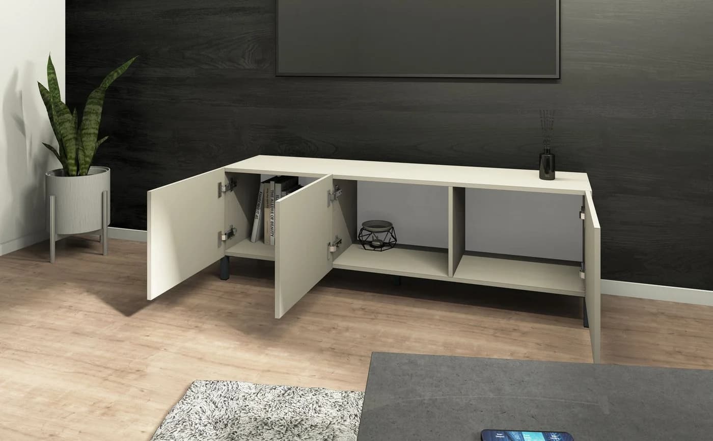 borchardt Möbel Lowboard Sophia TV-Schrank Beige Metallfüße - Bild 4