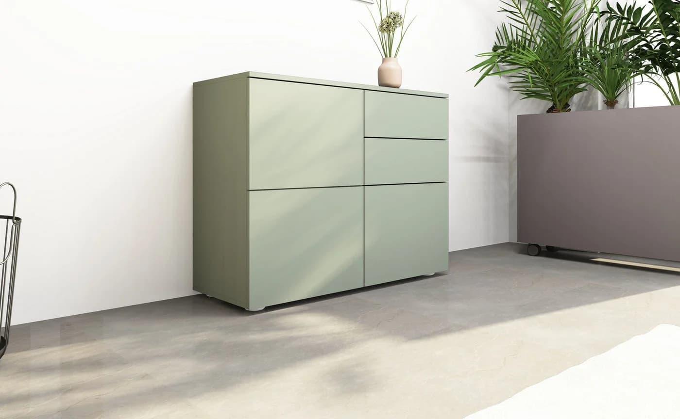 Kommode BORCHARDT MÖBEL Rova Grifflos Modern Salbeigrün
