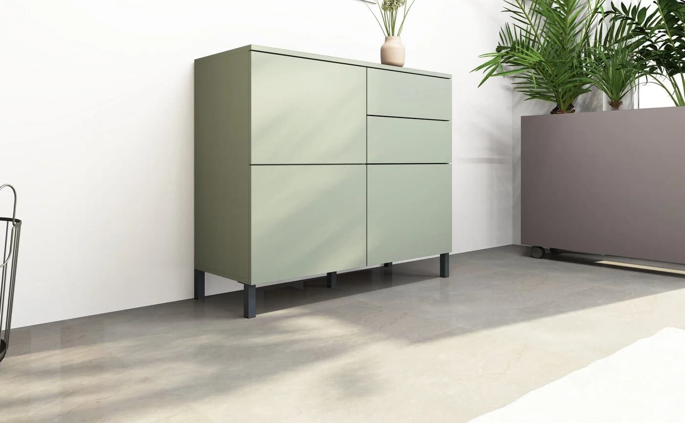 Kommode Haama borchardt Möbel Grifflos Metallfüße Salbeigrün - Bild 3